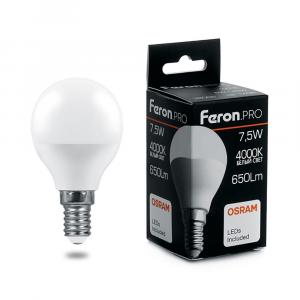Лампа светодиодная LB-1407 Шарик E14 7.5W 4000K Feron.PRO