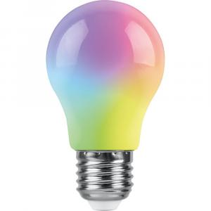 Лампа светодиодная 3W Е27 A50 RGB LB-375 матовый плавная сменая цвета Feron
