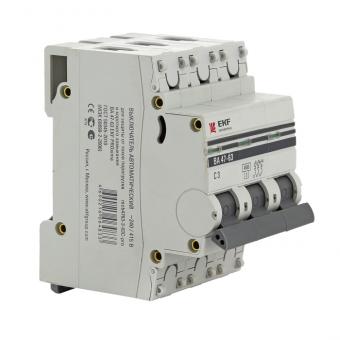 Автоматический выключатель 3P  1,6А (D) 4,5kA ВА 47-63 EKF PROxima