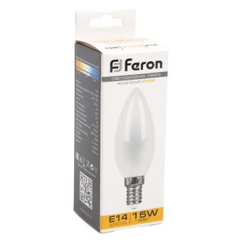 Лампа сд Е14 C35 15W 2700K филамент свеча матов. LB-717 Feron
