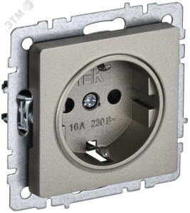 Розетка 1-м 16А С/У З/К со шторками Шампань Brite