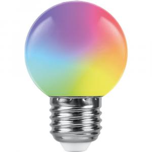 Лампа светодиодная 1W Е27 G45  RGB LB-37 матовый плавная сменая цвета Feron
