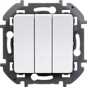 Выключатель трехклавишный 10 AX - 250 В Белый Legrand INSPIRIA