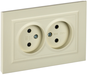 Розетка 2-м 10А С/У со шторками в сборе Бежевый Brite