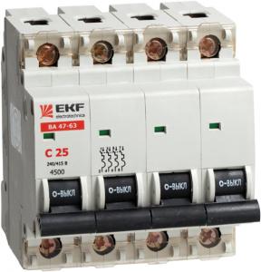 Автоматический выключатель ВА 47-63, 4п 02А (C) EKF