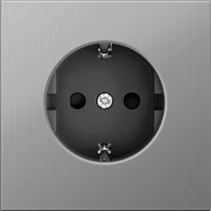 Накладка для розетки 1-м Schuko 16А с З/К со шторками Никель R98 METAL Donel