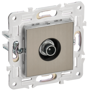 Розетка TV антенна С/У проходная Металл Никель Skandy