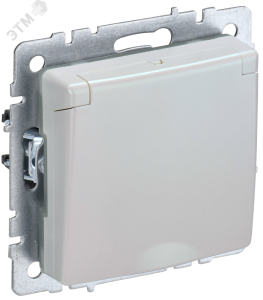 Розетка 1-м 16А С/У З/К со шторками с крышкой IP20 Жемчуг Brite
