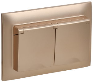 Розетка 2-м 16А С/У З/К с крышкой IP44 в сборе Песочный Skandy