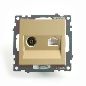 Розетка TV антенна + RJ-45 С/У Золото Катрин