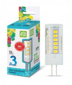 Лампа светодиодная LED-JC-standard 3Вт 12В G4 4000К 270Лм ASD