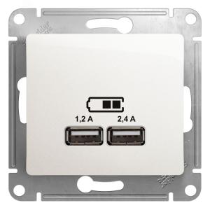 Розетка USB А+С 5В 2,4А С/У Перламутр Glossa