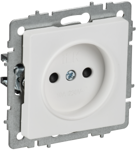 Розетка 1-м 10А С/У со шторками Арктический Белый Brite