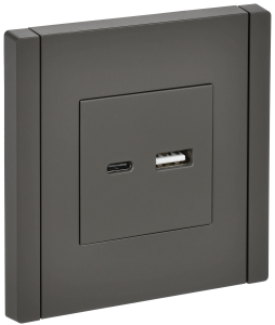 Розетка USB А+С 3,1А С/У Серый Forte&Piano