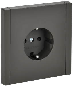 Розетка 1-м 16А С/У З/К со шторками Серый Forte&Piano