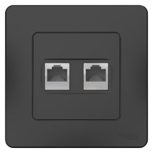 Розетка RJ45 кат.5E+ RJ11 С/У Антрацит Blanca
