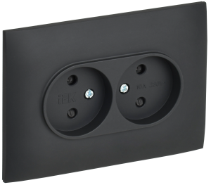 Розетка 2-м 10А С/У со шторками в сборе Графит Skandy