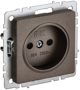 Розетка 1-м 10А С/У со шторками Темная Бронза Brite