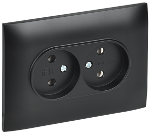 Розетка 2-м 10А С/У в сборе Черный Skandy