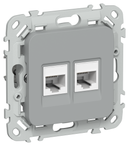 Розетка RJ45+RJ11 кат.5Е UTP С/У Серый FLITE