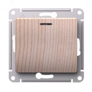 Выключатель 1-кл 10А С/У с индикатором Сосна Glossa