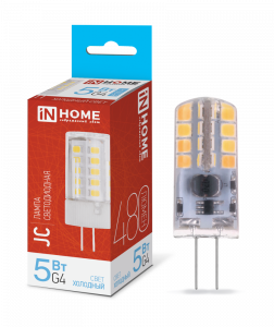 Лампа светодиодная LED-JC 5Вт 12В G4 6500К 480Лм IN HOME