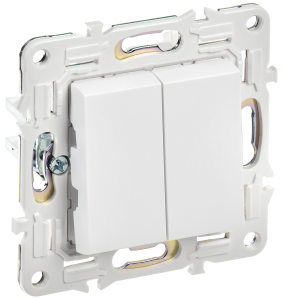 Выключатель 2-кл 10А С/У Арктический белый Skandy