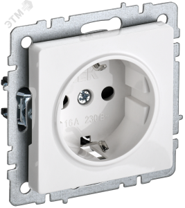 Розетка 1-м 16А С/У З/К со шторками Белый Brite