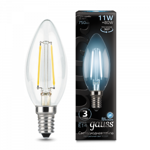 Лампа LED Filament Свеча E14 11W 750lm 4100К 1/10/50 Gauss