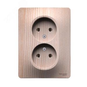 Розетка 2-м 16А С/У в сборе с рамкой Сосна Glossa