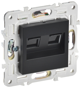 Розетка RJ45+RJ45 кат.5Е С/У Черный Skandy