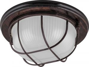 Светильник накладной круг  60W Е27 НБО 03-60-022 с решеткой дерево орех IP54 Feron
