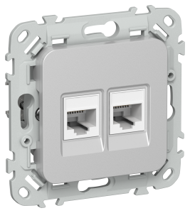 Розетка RJ45+RJ11 кат.6 UTP С/У Аалюминий FLITE