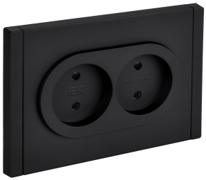 Розетка 2-м 10А С/У со шторками Металл Черный Forte&Piano