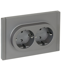 Розетка 2-м 16А С/У З/К Сталь Forte&Piano