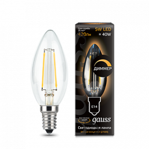 Лампа LED Filament Candle dimmable E14 5W 2700К 1/10/50 Gauss