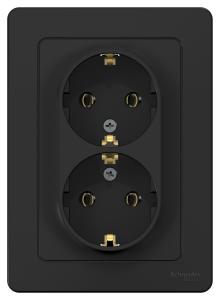 Розетка 2-м 16А С/У З/К Антрацит Blanca