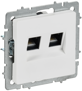 Розетка RJ45+RJ45 кат.6 С/У Арктический Белый Brite