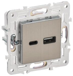 Розетка USB А+С 18Вт С/У Металл Никель Skandy