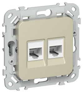 Розетка RJ45+RJ45 кат.5Е UTP С/У Шампань FLITE
