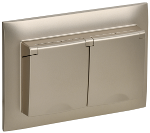 Розетка 2-м 16А С/У З/К с крышкой IP44 в сборе Шампань Skandy