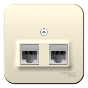 Розетка RJ45 кат.5E+RJ11 О/У изолирующая пластина Молочный Blanca