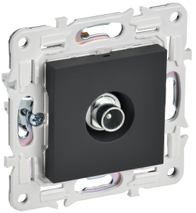 Розетка TV антенна С/У проходная Графит Skandy