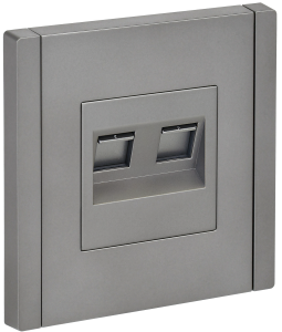 Розетка RJ45+RJ45 кат.5Е С/У Сталь Forte&Piano