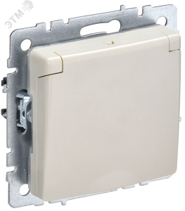 Розетка 1-м 16А С/У З/К со шторками с крышкой IP44 Бежевый Brite