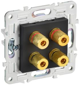 Розетка Аудио 4-м С/У Черный Skandy