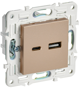 Розетка USB А+С 3,1А С/У Песочный Skandy