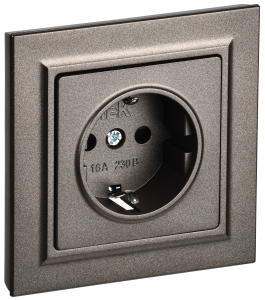 Розетка 1-м 16А С/У З/К со шторками в сборе Темная Бронза Brite