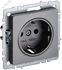 Розетка 1-м 16А С/У З/К Сталь Brite