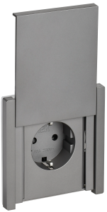 Розетка 1-м 16А С/У З/К со шторками с крышкой IP44 Сталь Forte&Piano